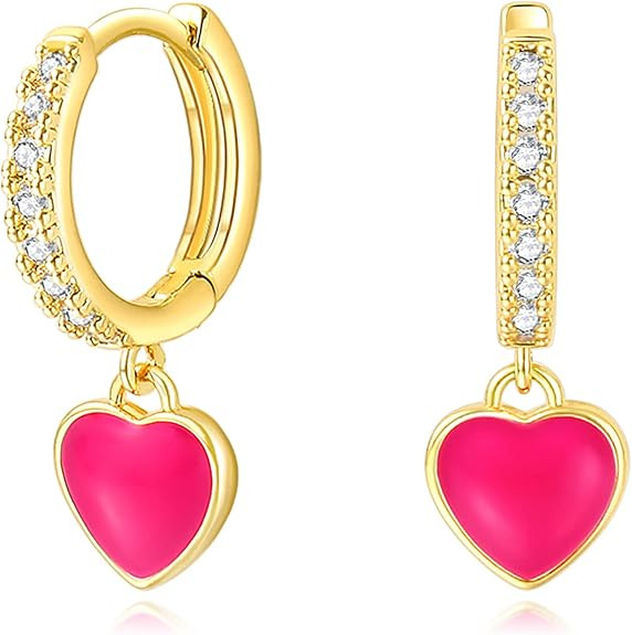 Gold Mini Dangle Huggie Earrings for Women, Dainty 14K Gold Plated Cubic Zirconia Small Hoop Earr... | Amazon (US)