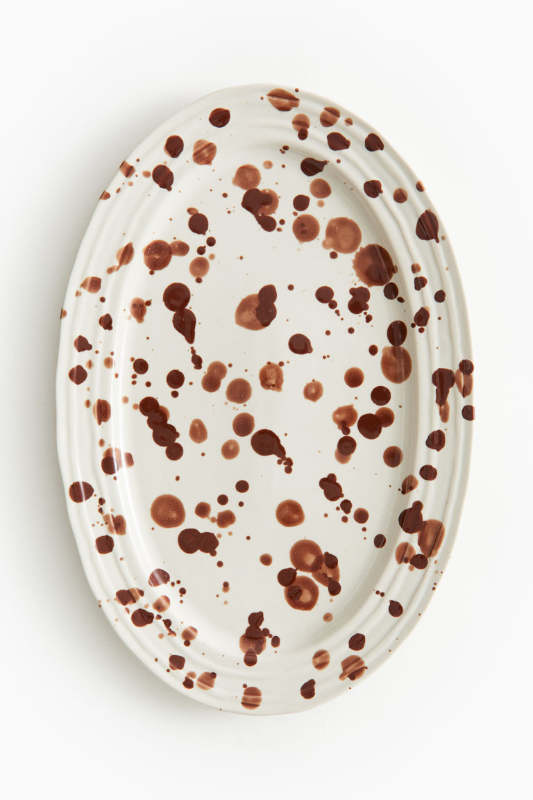 H & M - Speckled-Glaze Stoneware Serving Plate - Yellow | H&M (US + CA)