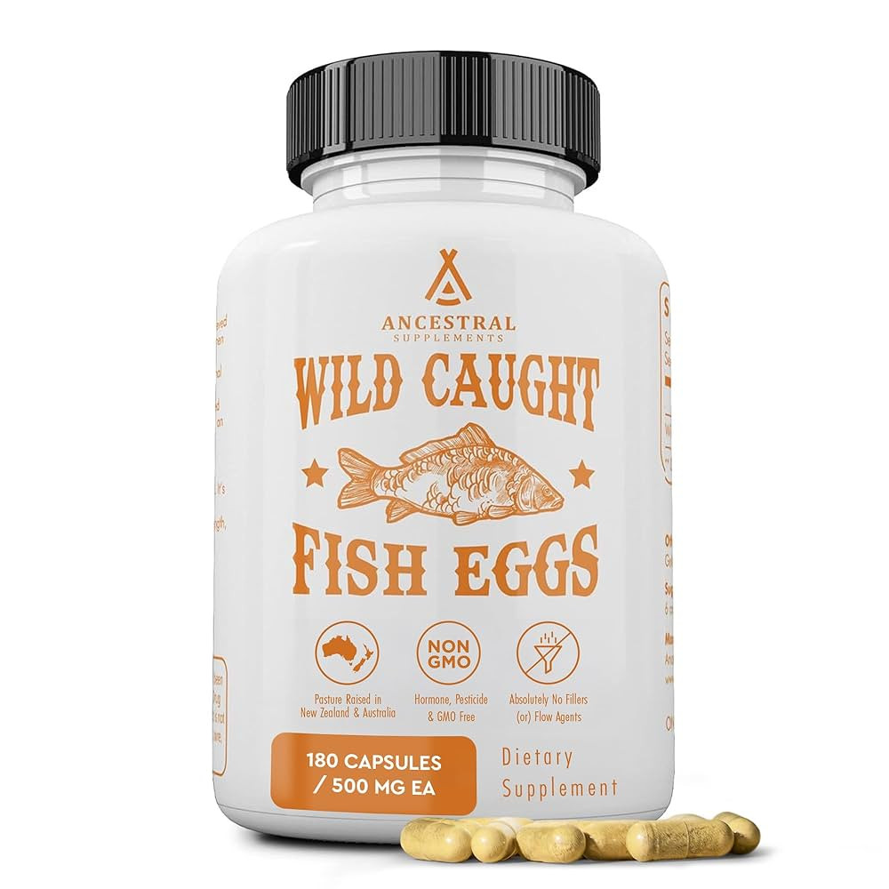 Ancestral Supplements Wild Caught Fish Eggs, 2400mg, Omega-3 Supplement Supports Brain, Heart, Fe... | Amazon (US)
