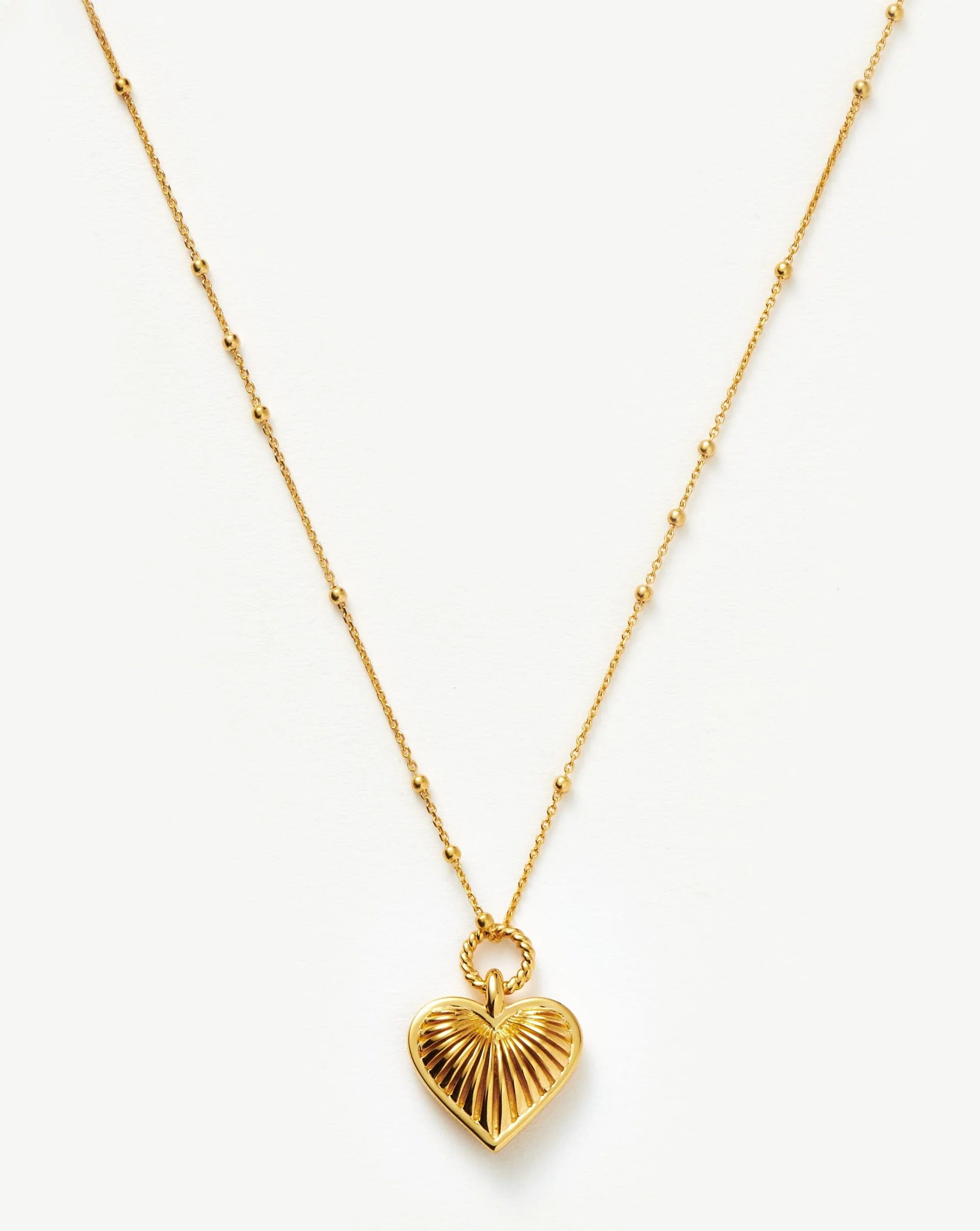 Ridge Heart Charm Necklace | 18ct Gold Plated | Barbiecore | MIssoma UK