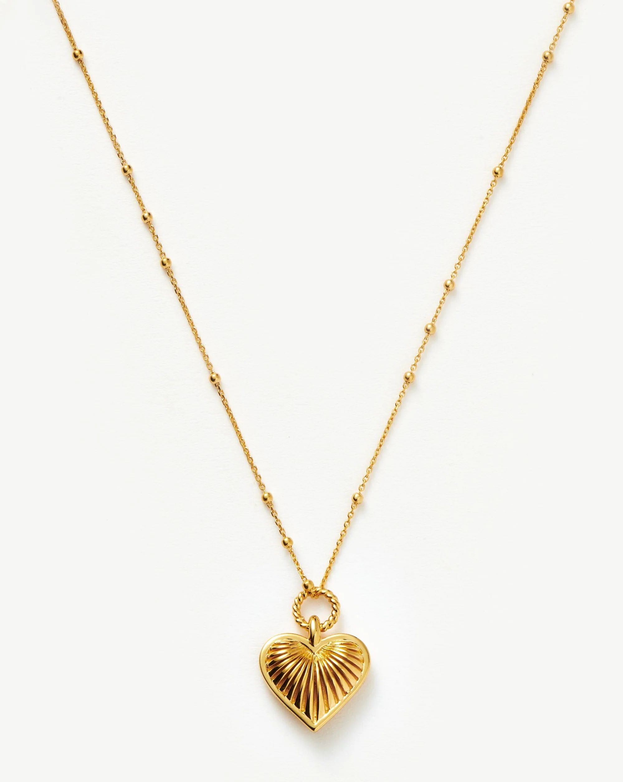 Ridge Heart Charm Necklace | 18ct Gold Plated | Barbiecore | MIssoma UK