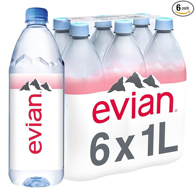 Evian Natural Spring Water, 1 L bottles, 6 pack | Amazon (US)
