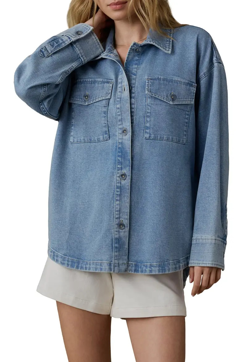 Cotton & Linen Blend Denim Button-Up Shirt (Women) | Nordstrom | Nordstrom