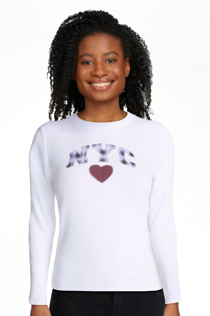 No Boundaries Graphic Baby Cotton Tee with Long Sleeves, Women's XXS-XXL | Walmart (US)