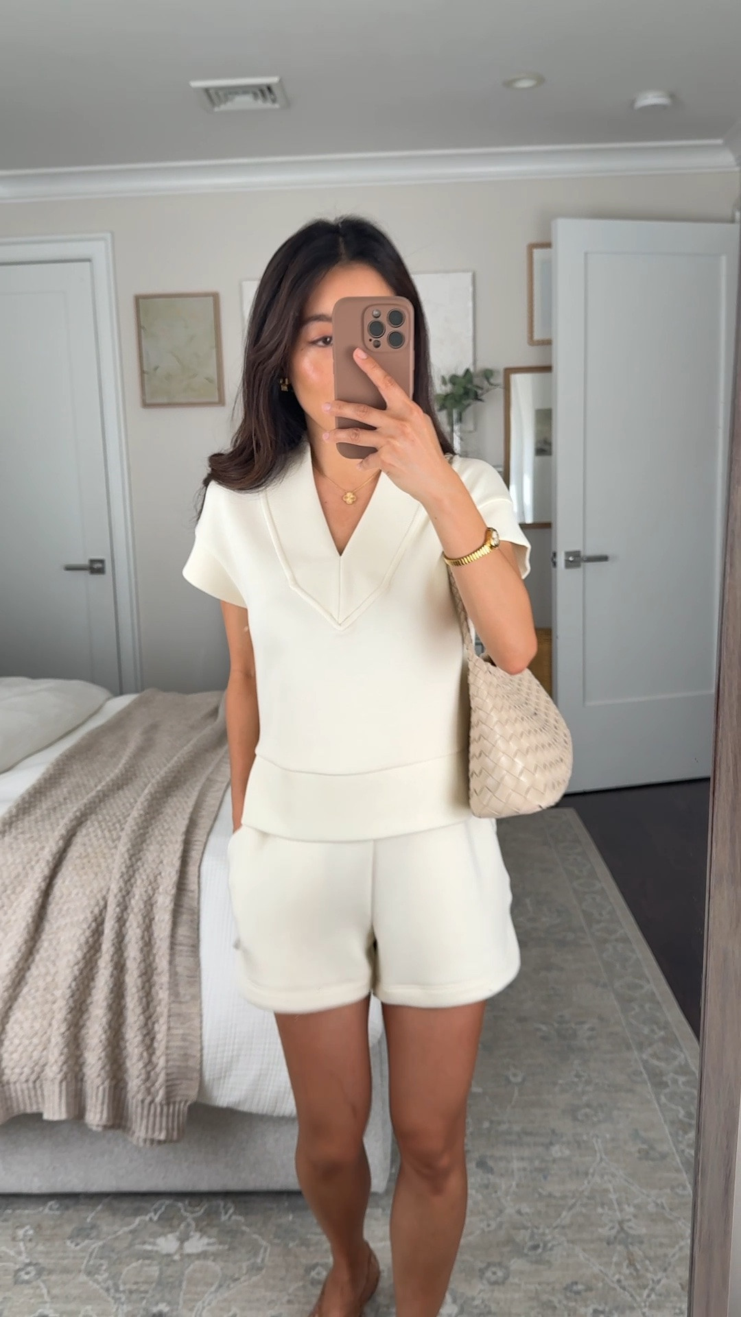 Elevated and petite friendly set:
• Gracee v-neck tank xxs
• Coulter shorts xxs, 3.5" inseam. For double soft fabric I machine wash cold inside out in a mesh bag and hang dry
• Marla button tank xxs
• Dolce Vita jelly flats size 5, size down if you’re a half size
• Anthropologie bag

Summer matching set, busy mom style, athleisure lounge set, travel

#LTKPetite #LTKTravel #LTKmomlife