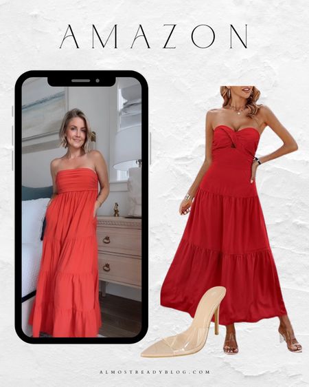 Amazon red maxi dress, amazon look for less, clear sandals, amazon finds 

#LTKFindsUnder50 #LTKFindsUnder100