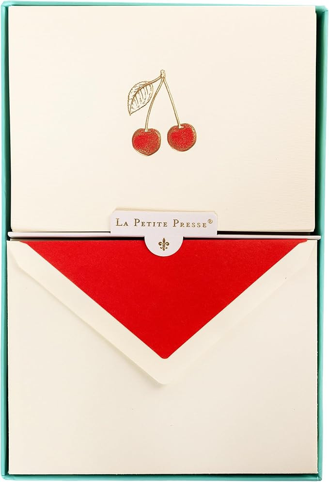 Graphique Cherries Designer Cards Luxe Collection, Gold Foil Embossed Stationary Boxed Set, 10 Bl... | Amazon (US)