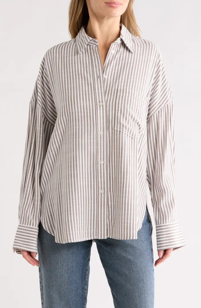 Oversize Stripe Button-Up Shirt | Nordstrom Rack
