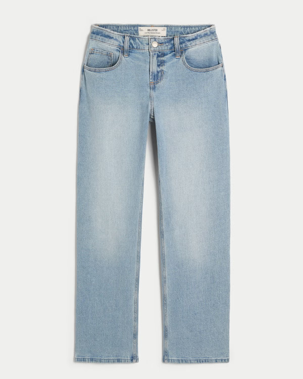 Low-Rise Light Wash Relaxed Straight Jeans | Hollister (US)