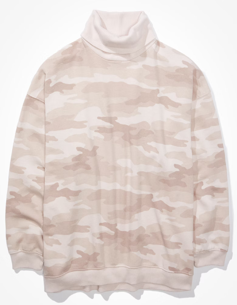 AE Fleece Oversized Turtleneck Sweatshirt | American Eagle Outfitters (US & CA)