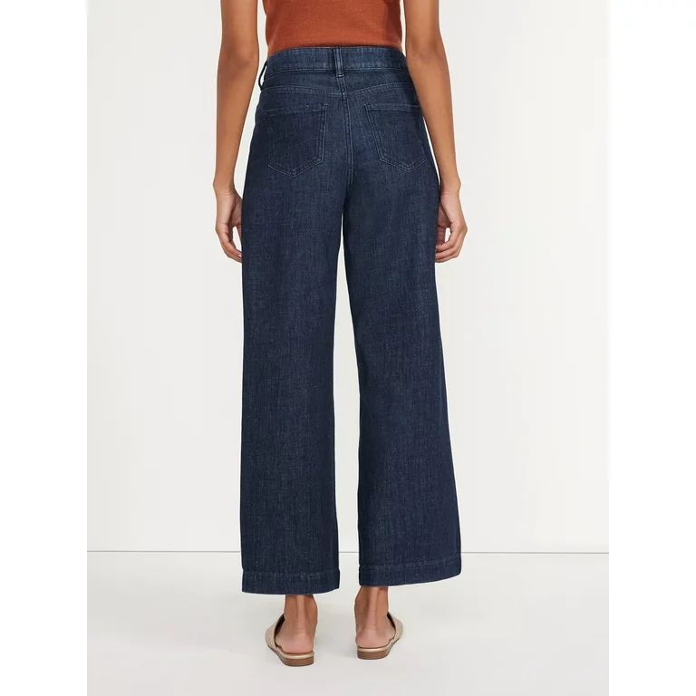 Time and Tru Women's High Rise Wide Leg Trouser Jeans – Regular, Short, Long Inseams Available | Walmart (US)