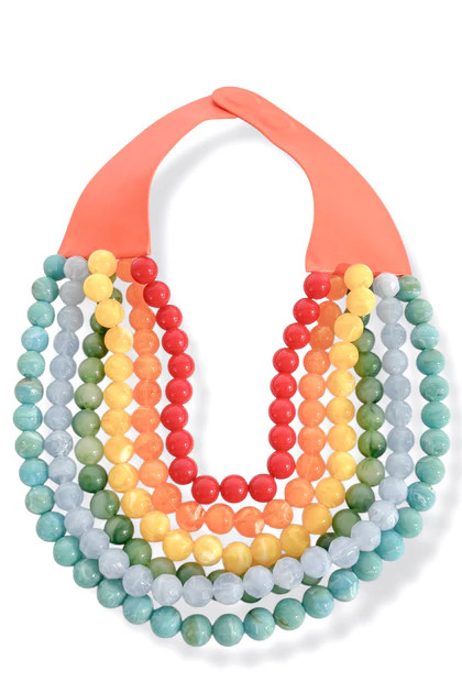 Carla 6 Strand Multi Color Smooth Bead Layered Necklace | The Willow Tree