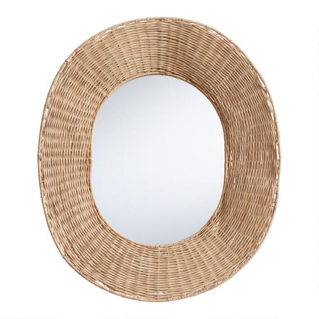 Oval Natural Rattan Woven Mirror | World Market