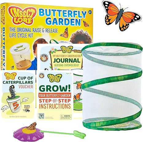 Insect Lore Raise and Release Butterfly Garden Kit – Caterpillar Habitat with redeemable Vouche... | Amazon (US)