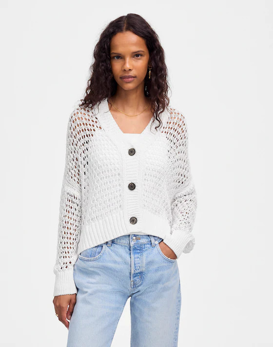 Open-Stitch V-Neck Cardigan | Madewell