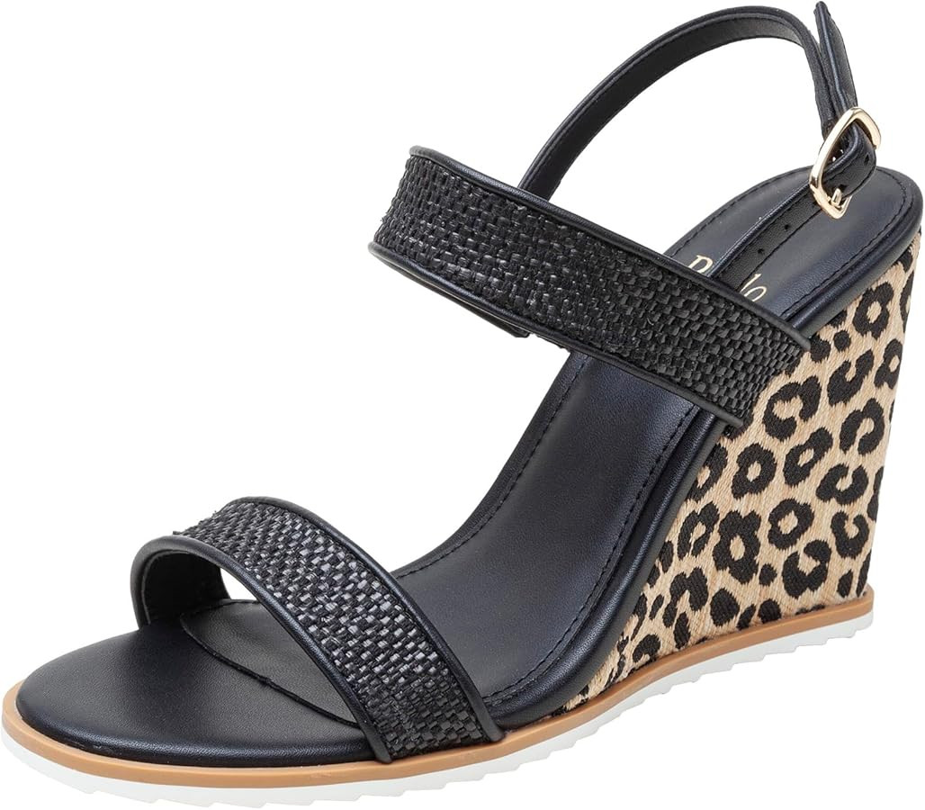 Linea Paolo - EDITH - Womens High Wedge Raffia And Leather Sandals | Amazon (US)