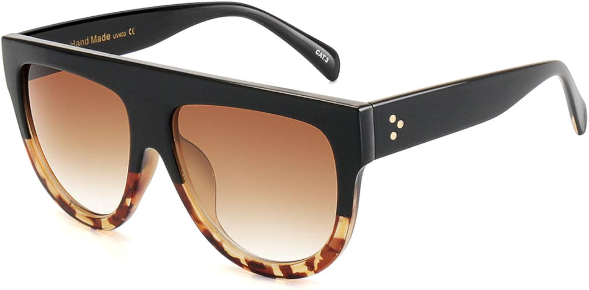 Fashion Sunglasses for Women Designer Flat Top Frame Luxury Shades | Amazon (US)