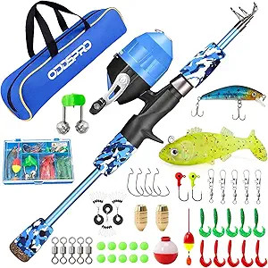 ODDSPRO Kids Fishing Pole Pink, Portable Telescopic Fishing Rod and Reel Combo Kit - with Spincas... | Amazon (US)