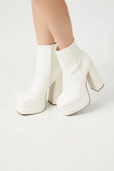 Faux Leather Stacked Platform Booties | Forever 21 | Forever 21 (US)