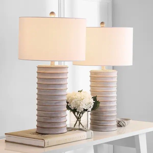SAFAVIEH Lighting Melina Grey LED Table Lamps (Set of 2) - 16"x16"x28.5" | Bed Bath & Beyond
