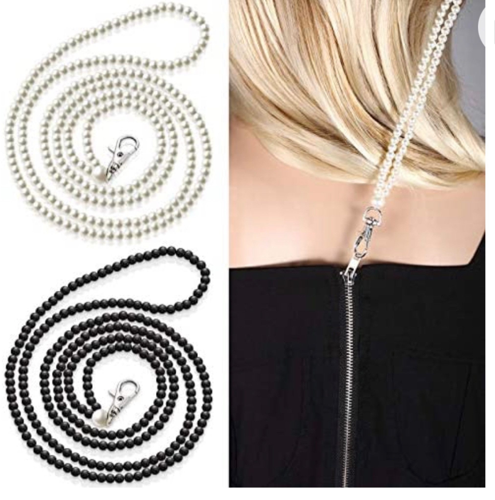 Pearl zipper pull helper and necklace 

#LTKunder50 #LTKtravel #LTKwedding