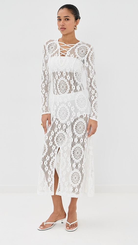 Hawthorne Long Sleeve Lace Up Midi Dress | Shopbop
