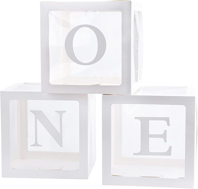 First Birthday Decorations For Boy Or Girl, 3 Pcs ONE Balloon Boxes For 1st Birthday, Baby Clear ... | Amazon (US)