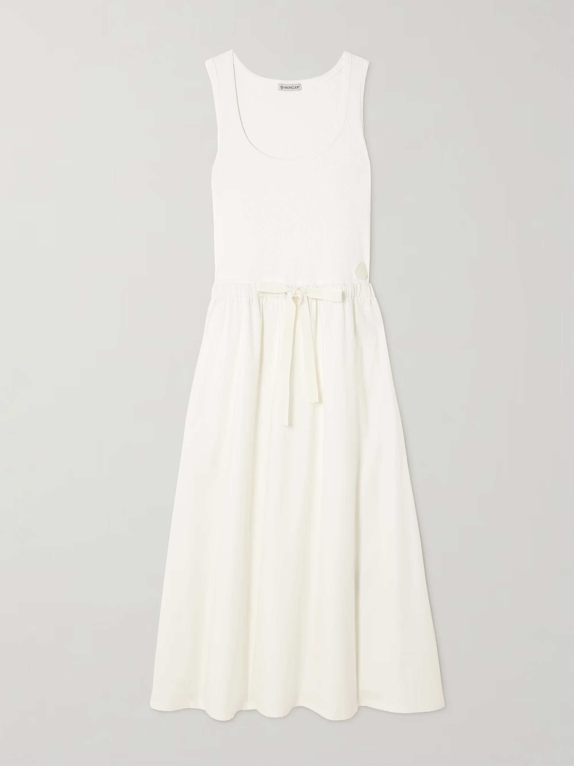 Lond tie-detailed ribbed-knit and stretch-cotton midi dress | NET-A-PORTER (US)
