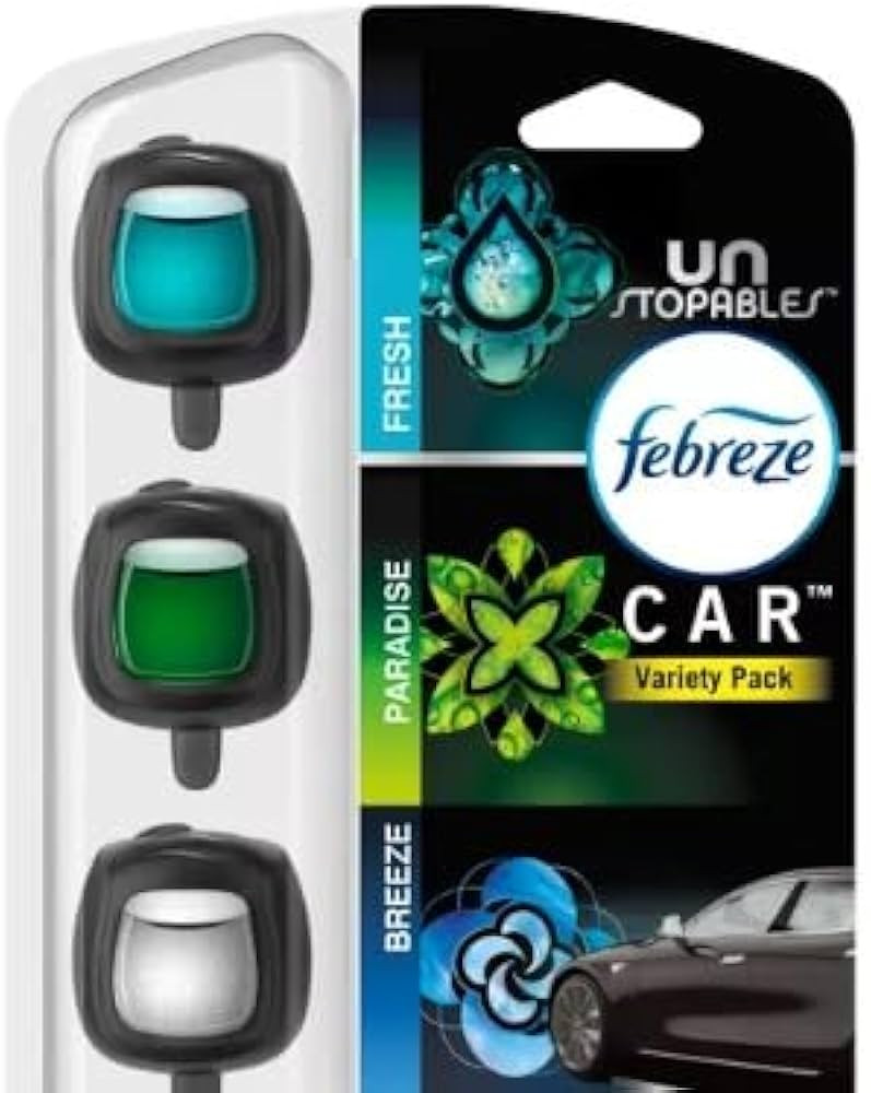 Febreze Car Air Freshener Vent Clips, Car Freshener, Unstopables Scents Variety Pack, .07 oz. Car... | Amazon (US)
