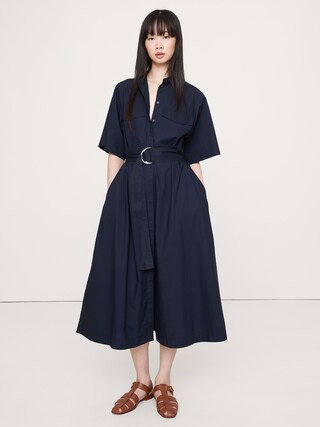 Cotton Poplin Utility Shirt Dress | Banana Republic (CA)
