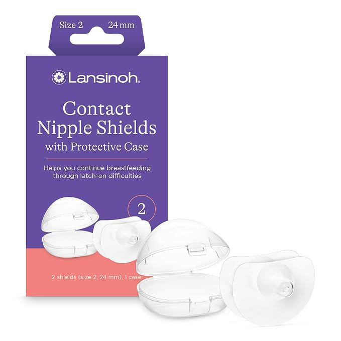 Lansinoh Contact Nipple Shields for Breastfeeding, 2 Nipple Shields (1 inch or 24mm) and Case | Amazon (US)