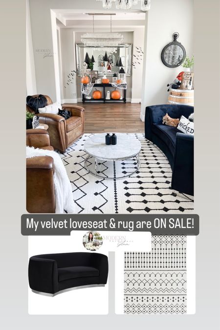 My black velvet curved loveseat and black and white area rug are on sale! Modernfarmhouseglam, Wayfair, neutral, rug, geometric pattern, rug, living room, family room, home, decor, rugs sale 

#LTKhome #LTKsalealert #LTKHoliday