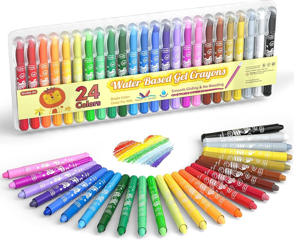 Shuttle Art 24 Colors Gel Crayons for Toddlers, Non-Toxic Twistable Crayons Set for Kids Children... | Amazon (US)