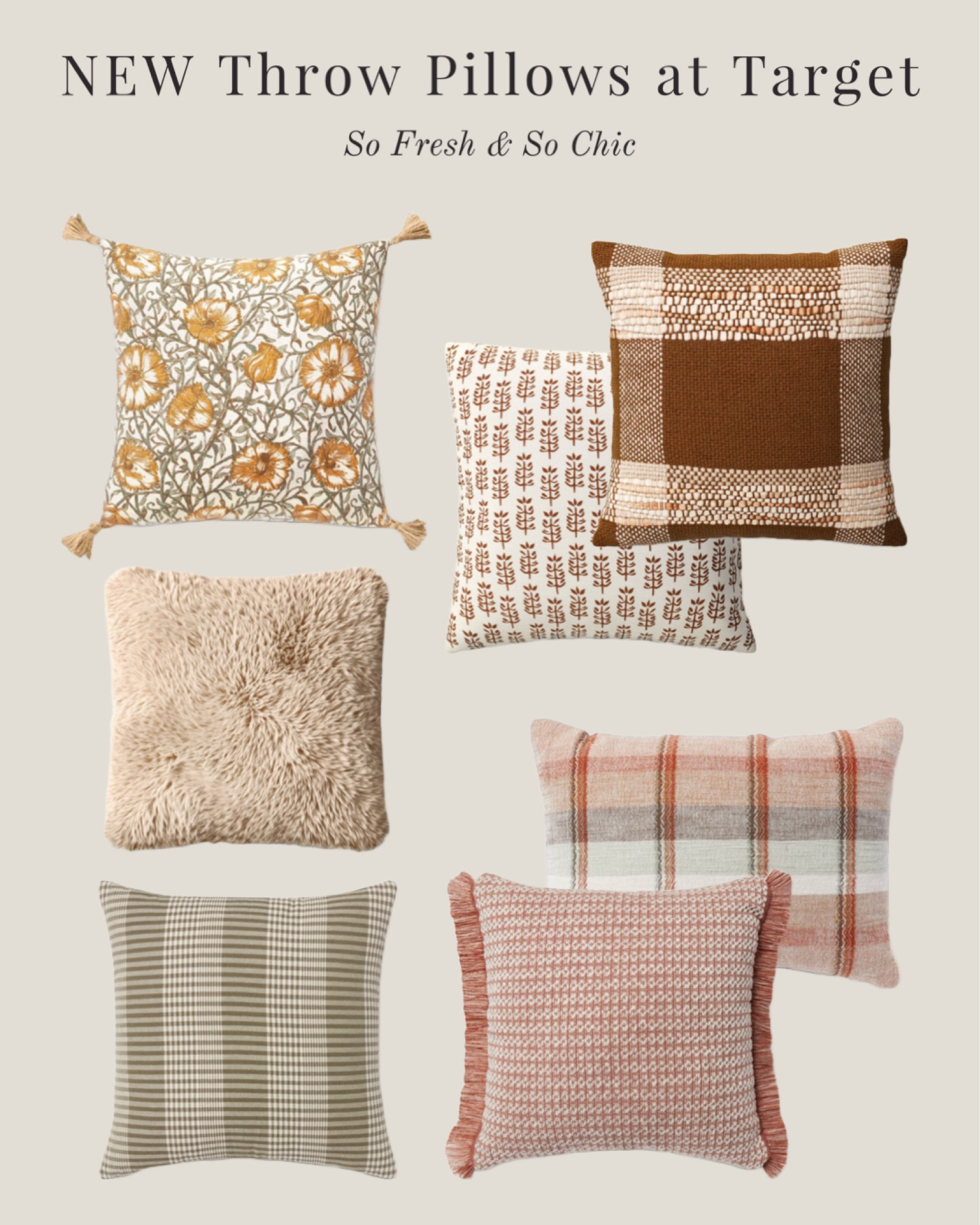 New throw pillows at Target! Save 20% on bedding and decorative accessories right now.
-
Fall decor - woven throw pillows - brown plaid pillow - green plaid throw pillow - bedroom decor - living room decor - Fall decor refresh - affordable home decor - Threshold - block print throw pillow - floral print throw pillow - William Morris


#LTKSeasonal #LTKhome #LTKsalealert