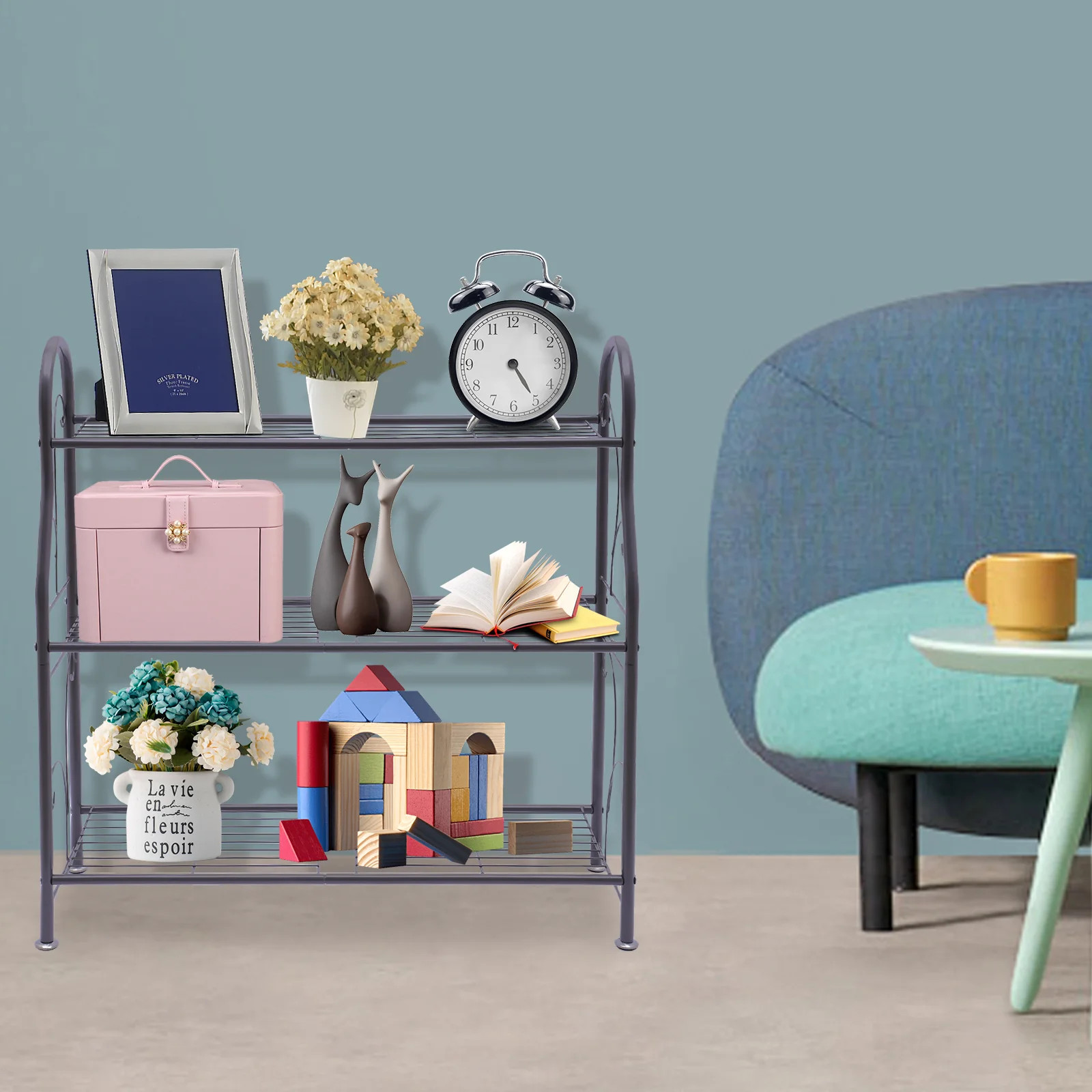 Three-Tier Metal Plant Stand with Strong Load-Bearing Capacity, Ample Storage, and Adjustable Scr... | Walmart (US)