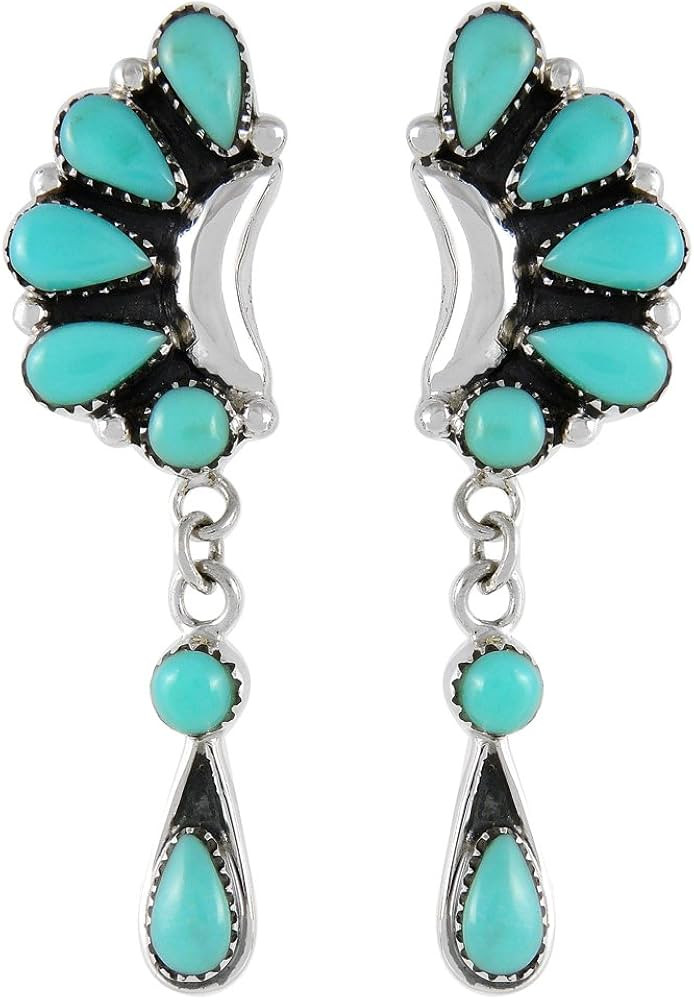 Turquoise Earrings 925 Sterling Silver & Genuine Turquoise (Select Color) | Amazon (US)