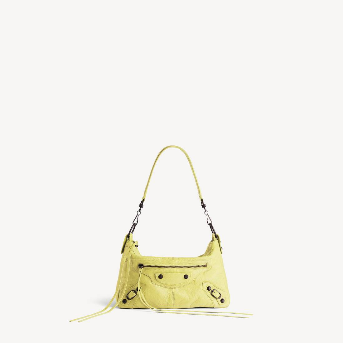 Le City Moto Mini in lemonade Arena lambskin, brass hardware | Balenciaga