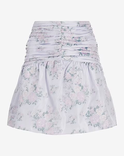 Floral Ruched Fit And Flare Mini Skirt | Express