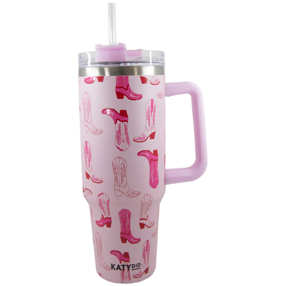 Light Pink Western Boots Coffee Tumbler Cup | Katydid.com