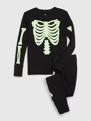 Kids 100% Organic Cotton Glow-in-the-Dark Skeleton PJ Set | Gap (US)