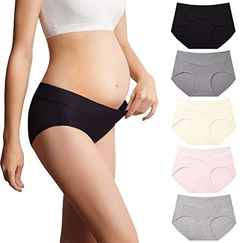 Mama Cotton Women's Under The Bump Maternity Panties Pregnancy Postpartum Maternity Underwear (Color-Multicolor-A 5 Pack, Size-S) | Amazon (US)