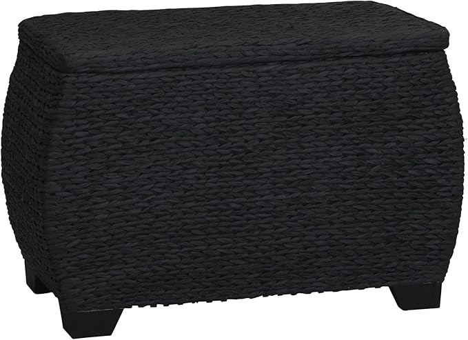 Household Essentials Curved Wicker Storage Chest with Liner, Large, Black | Amazon (US)