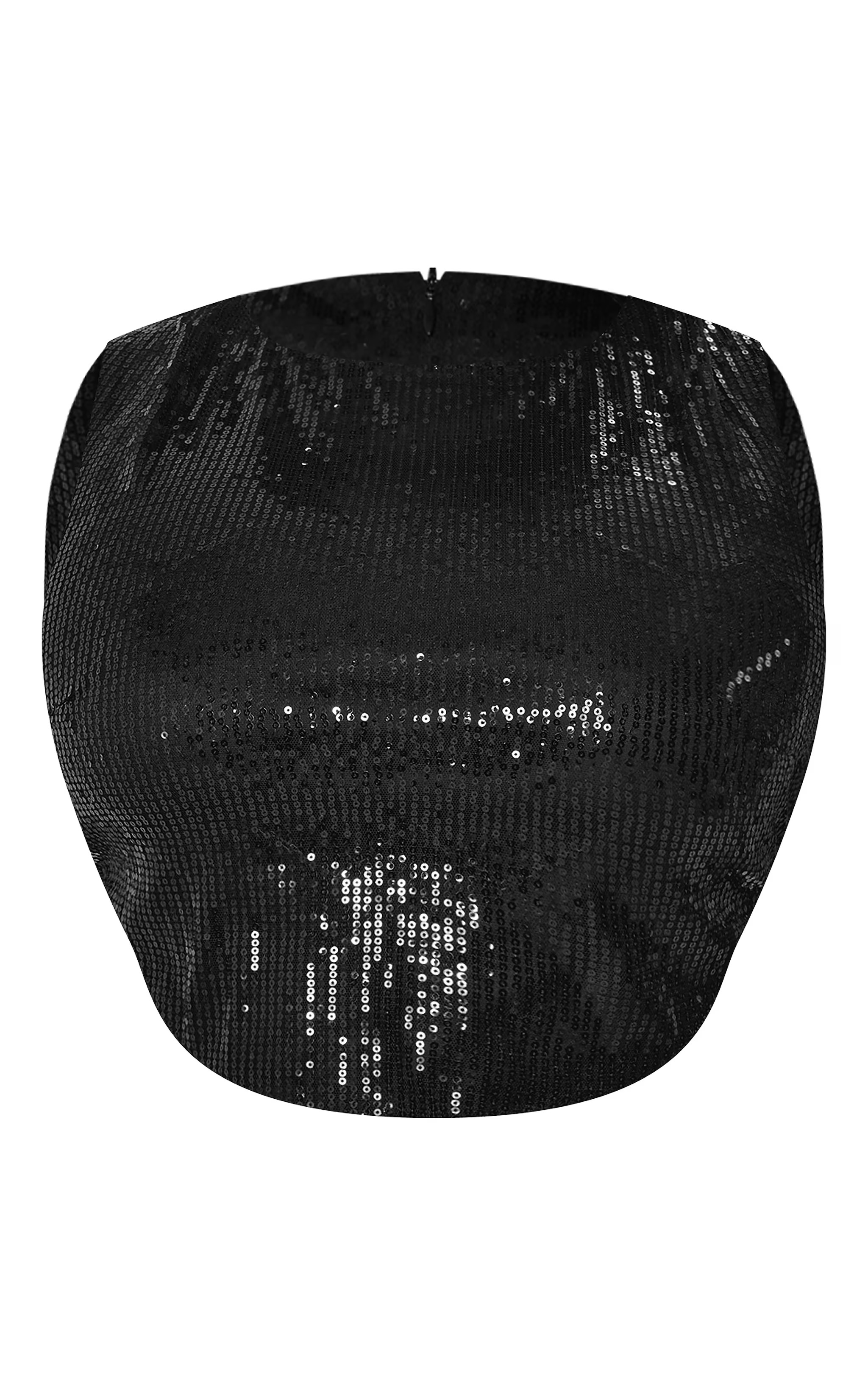 Plus Black Sequin Dip Hem Crop Top | PrettyLittleThing US