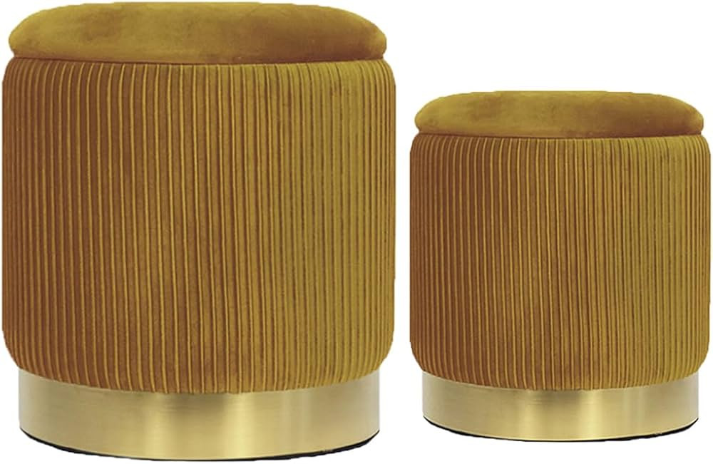 Ottoman with Storage - Velvet Ottoman for Living Room, Velvet Storage Ottoman for Kids Room,Gold ... | Amazon (US)