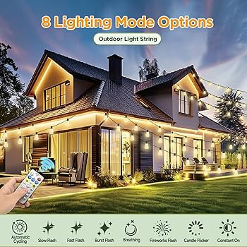 Solar String Lights Outdoor Waterproof with Remote & Timer, LED Shatterproof ST38 Bulbs, USB & So... | Amazon (US)