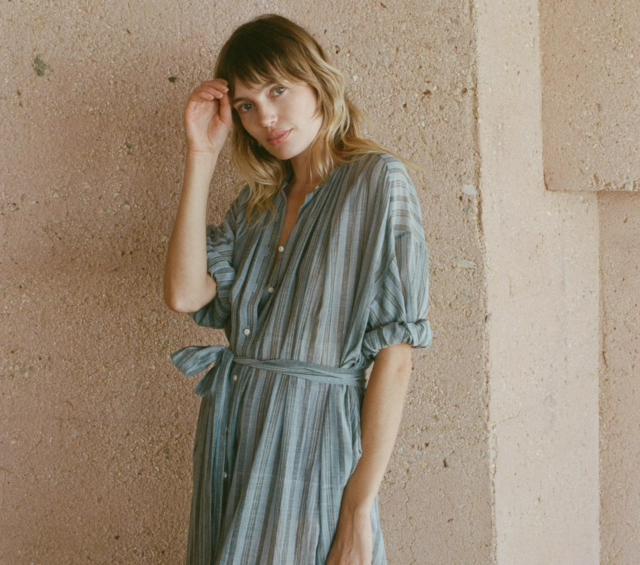 Joan Dress - Indigo Stripe | DÔEN | DOEN