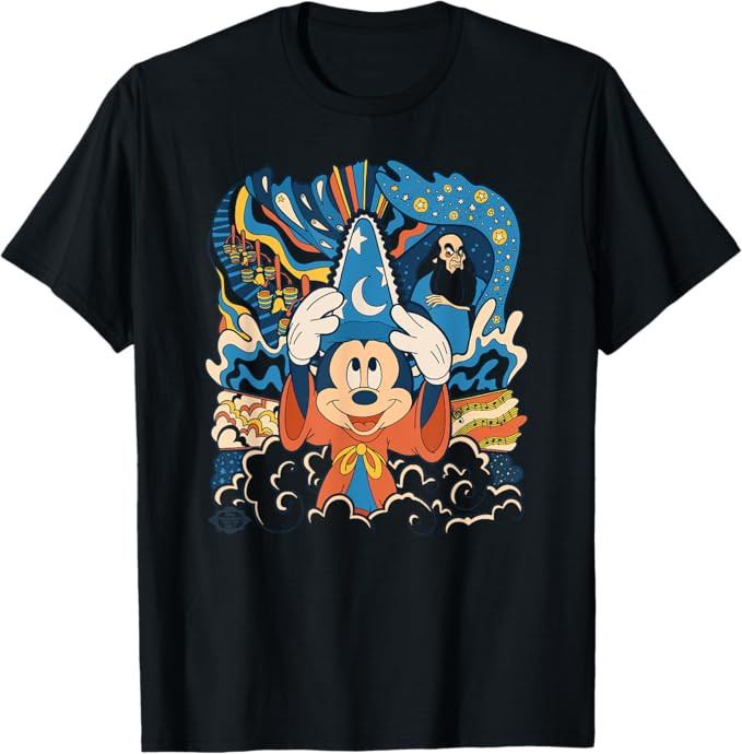 Disney Fantasia Mickey Mouse Sorcerer’s Apprentice Retro T-Shirt | Amazon (US)