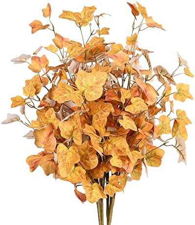 YNYLCHMX 6 Pieces Fall Stems Artificial Eucalyptus Stems Fall Leaf Spray, Picks Birch Leaves for Vas | Amazon (US)