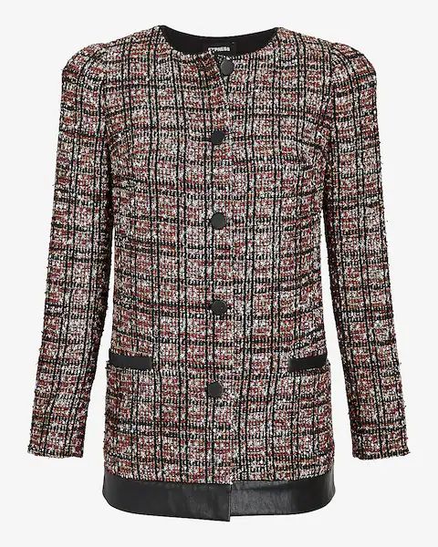 Metallic Plaid Tweed Jacket | Express