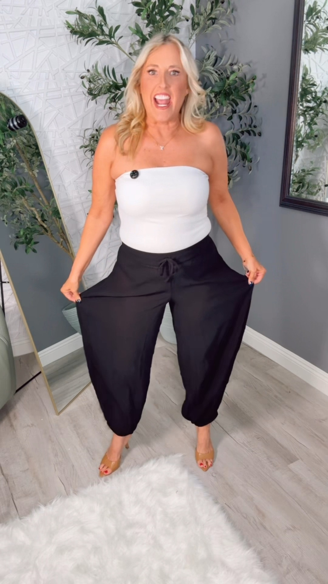 When nothing fits right, these flowy Old Navy pants save the day. Stretchy, airy, & perfect for midsize style! 👖 I’m 5’4” in a MEDIUM 
#midsizestyle #fashionover50 #oldnavyfinds

#LTKMidsize #LTKOver40